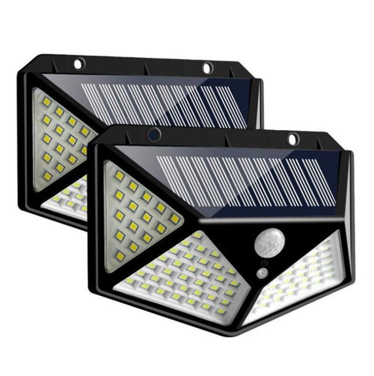 2 PCS  100 LEDs Outdoor Patio Solar Induction Wall Light Adjustable Balcony Garden Lighting Small Street Light