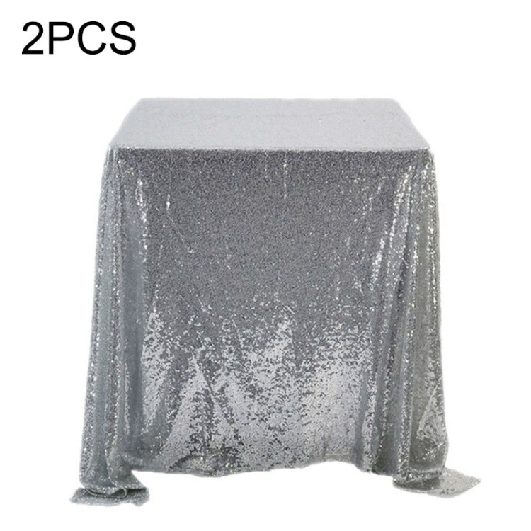 2 PCS Round Table Decoration Cloth Hotel Wedding Banquet Decoration Embroidered Sequin Tablecloth, Size:60cm(Silver)