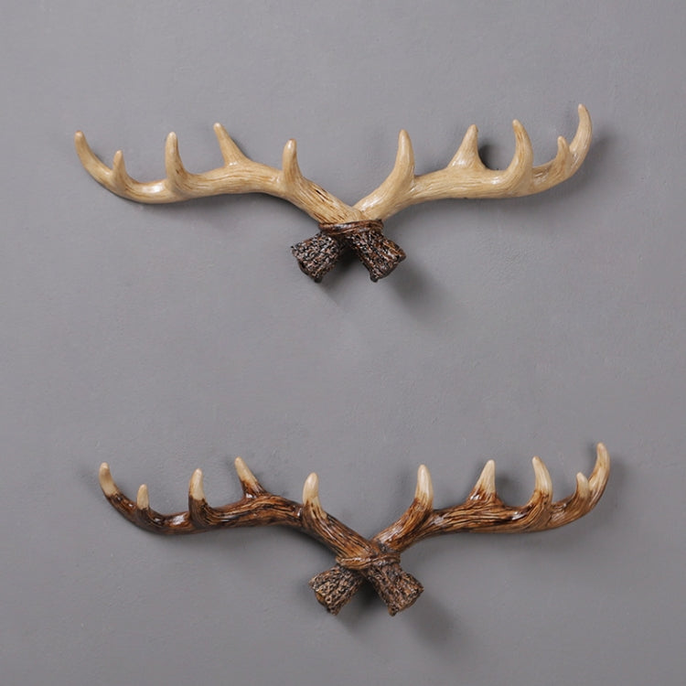 Resin Antler Wall Decoration Wall Hanger Home Living Room Entrance Wall Coat Hook(Light Color)