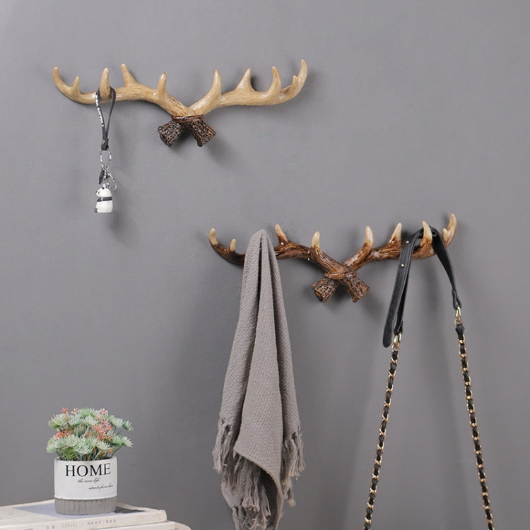 Resin Antler Wall Decoration Wall Hanger Home Living Room Entrance Wall Coat Hook(Light Color)