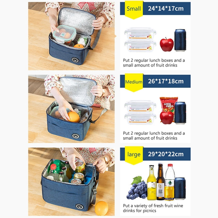Thermal Lunch Box Bag Durable Waterproof Office Cooler Lunchbox with Strap L(Gray)