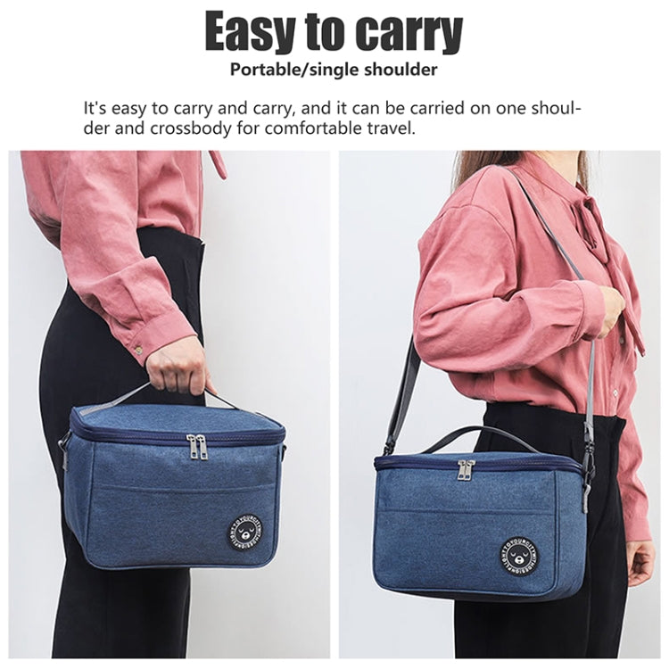 Thermal Lunch Box Bag Durable Waterproof Office Cooler Lunchbox with Strap L(Gray)