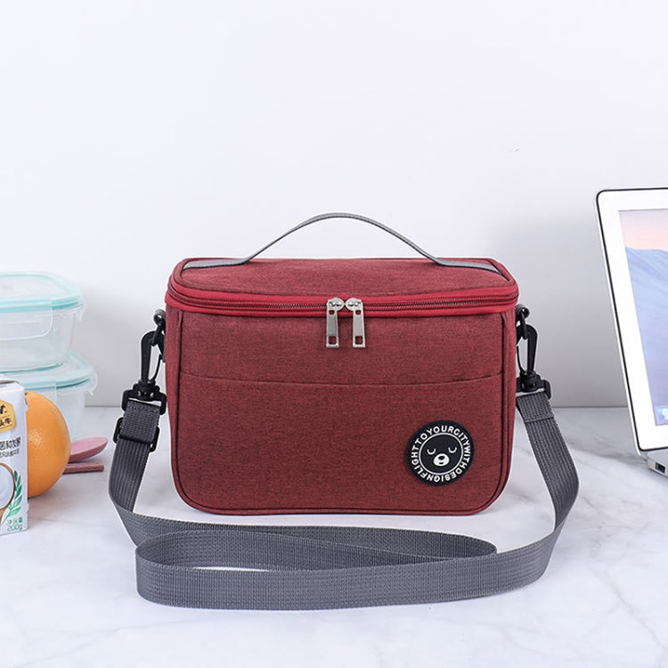 Thermal Lunch Box Bag Durable Waterproof Office Cooler Lunchbox with Strap M(Dark Red)
