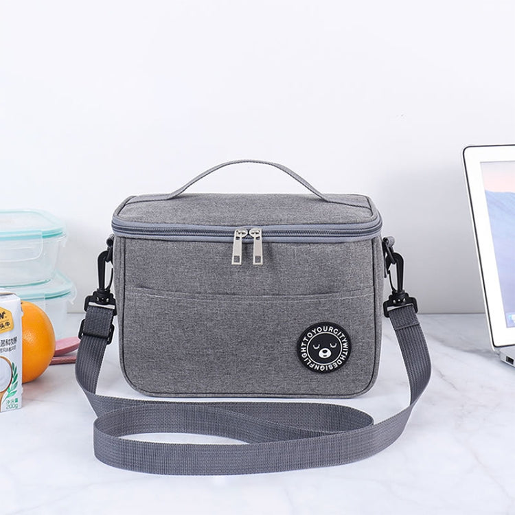 Thermal Lunch Box Bag Durable Waterproof Office Cooler Lunchbox with Strap L(Gray)