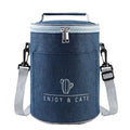 Round Lunch Bag Insulated Lunch Box Foldable & Portable Lunch Tote L(Tibetan)
