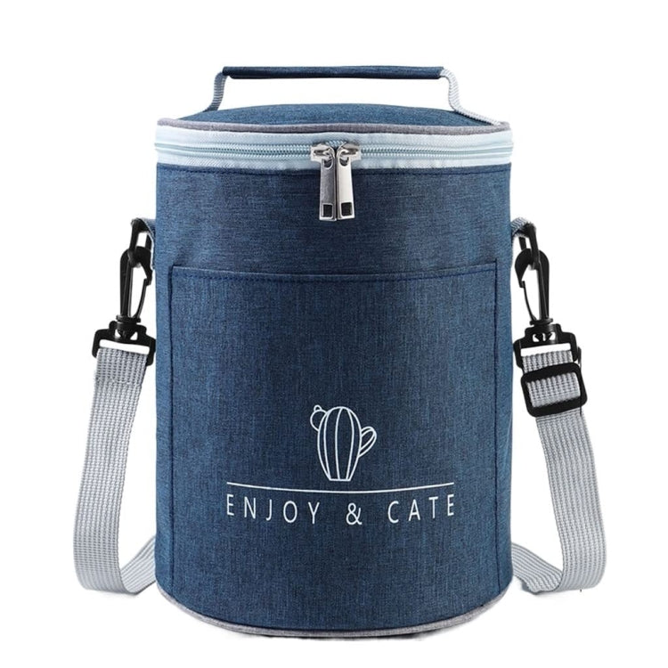 Round Lunch Bag Insulated Lunch Box Foldable & Portable Lunch Tote L(Tibetan)
