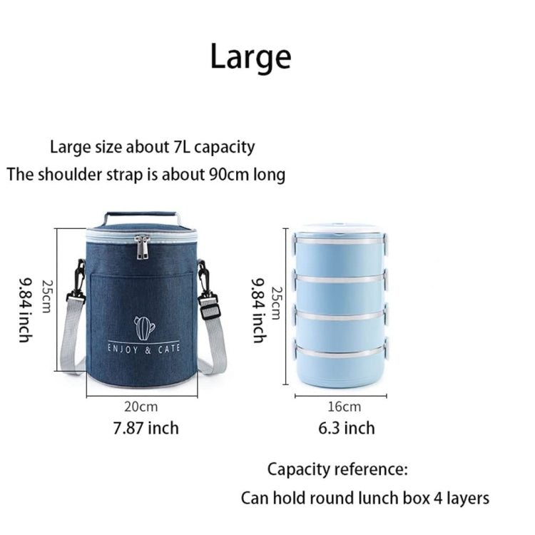 Round Lunch Bag Insulated Lunch Box Foldable & Portable Lunch Tote L(Tibetan)