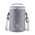 Round Lunch Bag Insulated Lunch Box Foldable & Portable Lunch Tote M(Light Gray)