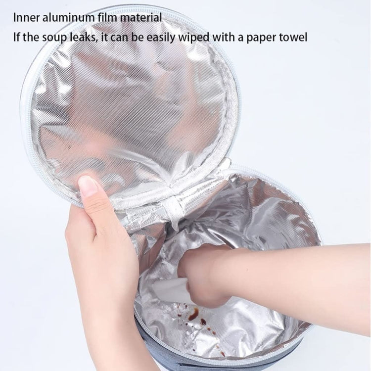 Round Lunch Bag Insulated Lunch Box Foldable & Portable Lunch Tote M(Light Gray)