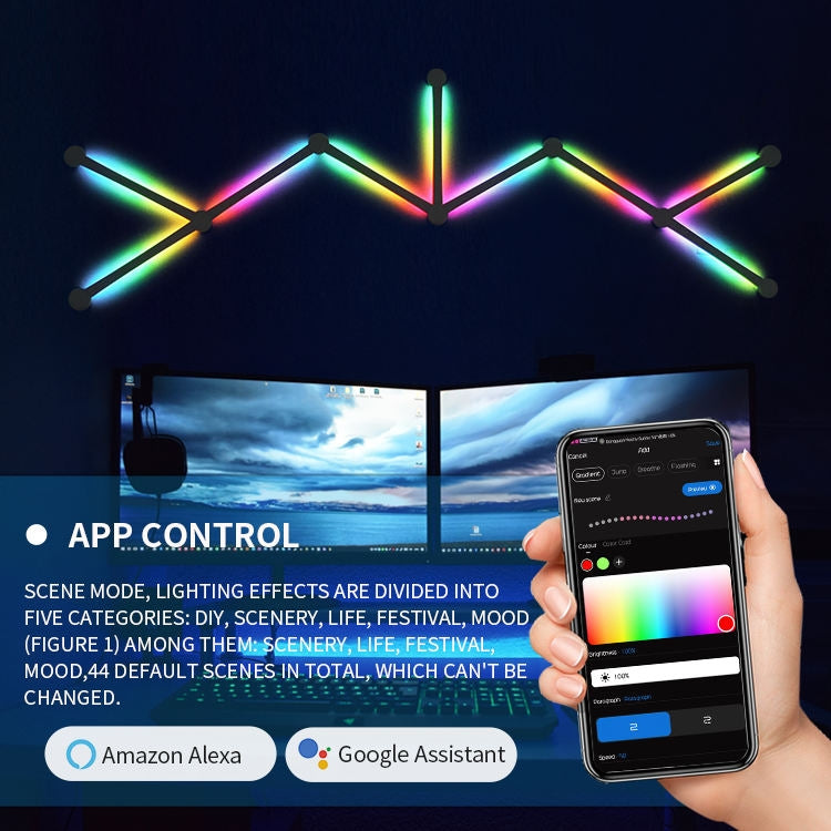 JSK-P22 Smart RGB Mosaic Light Rhythm Light Support Amazon Alexa / Google Assistant /DuerOS UK Plug(White)