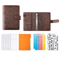 A5 YMX-007 PU Leather Budget Binder Notebook Embossed Model Handbook(Coffee Brown)