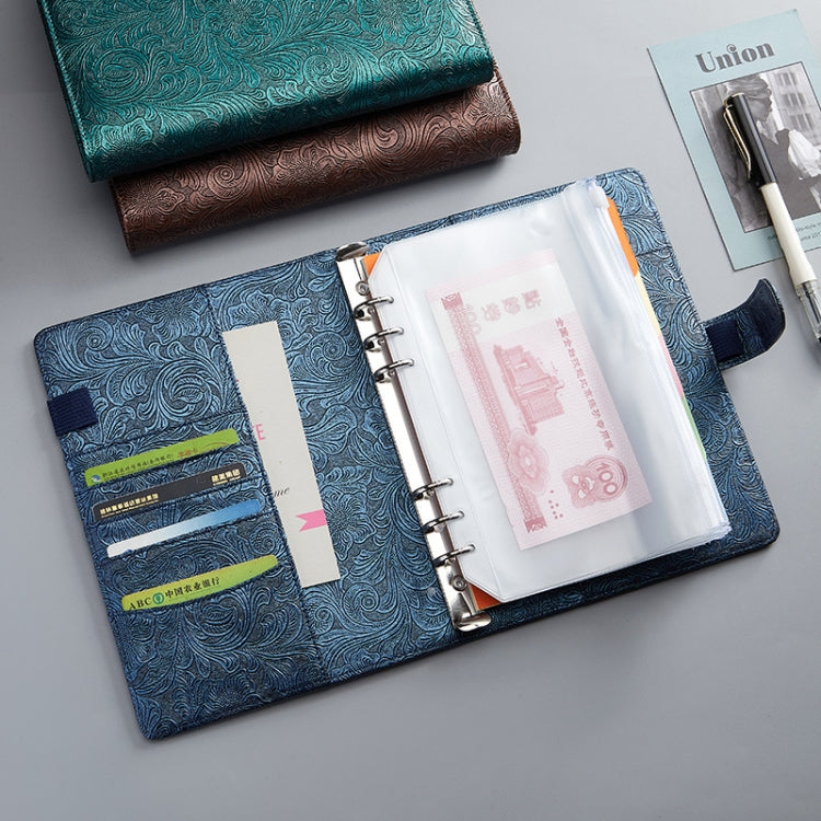 A5 YMX-007 PU Leather Budget Binder Notebook Embossed Model Handbook(Gray)
