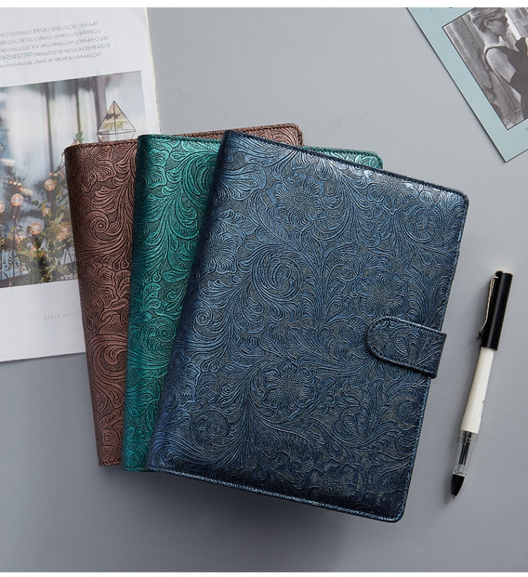 A5 YMX-007 PU Leather Budget Binder Notebook Embossed Model Handbook(Gray)