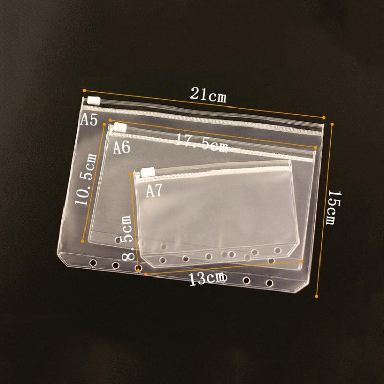 3 PCS Bill Bag Business Card Pull-edge Loose-leaf Pocket Insert PVC Zipper Storage Bag A6 M