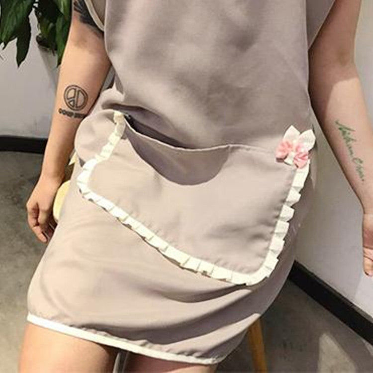 Lovely Princess Nail Beauty Apron Coffee Restaurant Work Clothes(Rabbit Red)