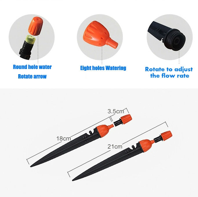 Gardening Adjustable Equipment Micro-Spray Drip Irrigation Atomizing Sprinkler Automatic Watering Device, Size:21cm(Orange)