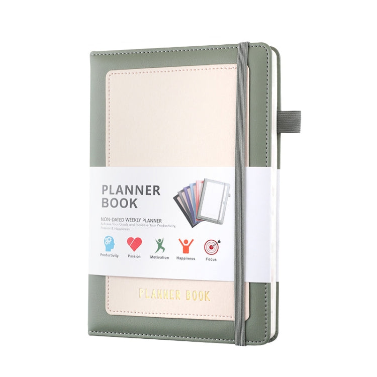 YMX-018 A5 Weekly Plan Monthly Plan Book Self-Regulation Strap Notebook Without Sticker(Green)