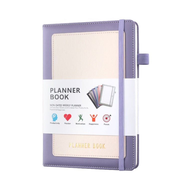 YMX-018 A5 Weekly Plan Monthly Plan Book Self-Regulation Strap Notebook Without Sticker(Purple)