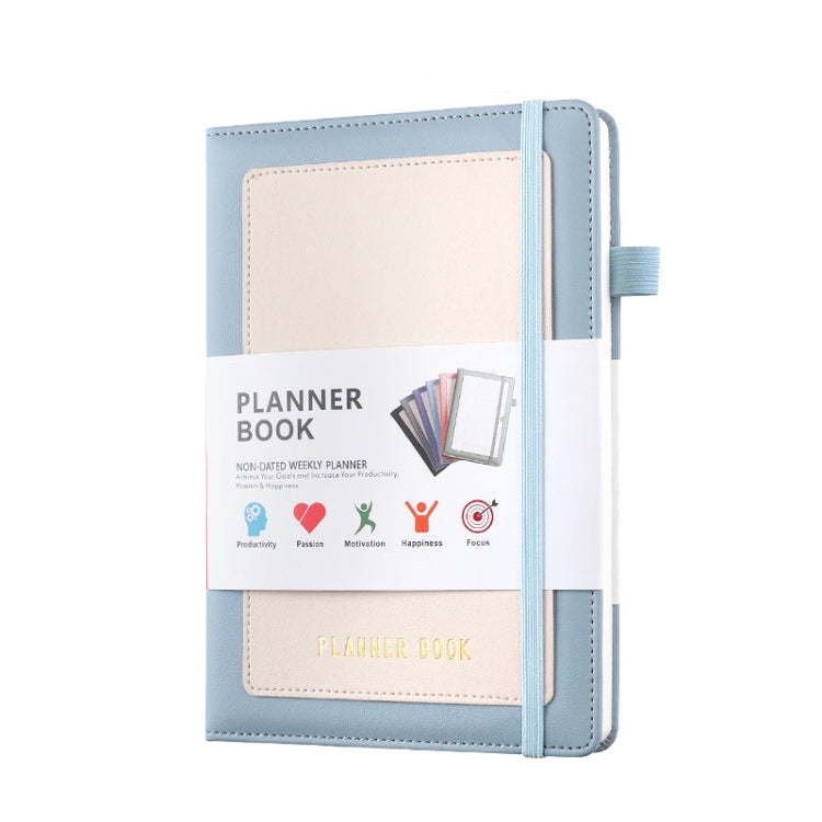 YMX-018 A5 Weekly Plan Monthly Plan Book Self-Regulation Strap Notebook Without Sticker(Sky Blue)