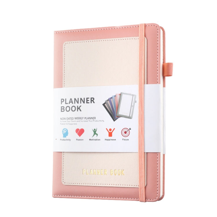 YMX-018 A5 Weekly Plan Monthly Plan Book Self-Regulation Strap Notebook Without Sticker(Pink)