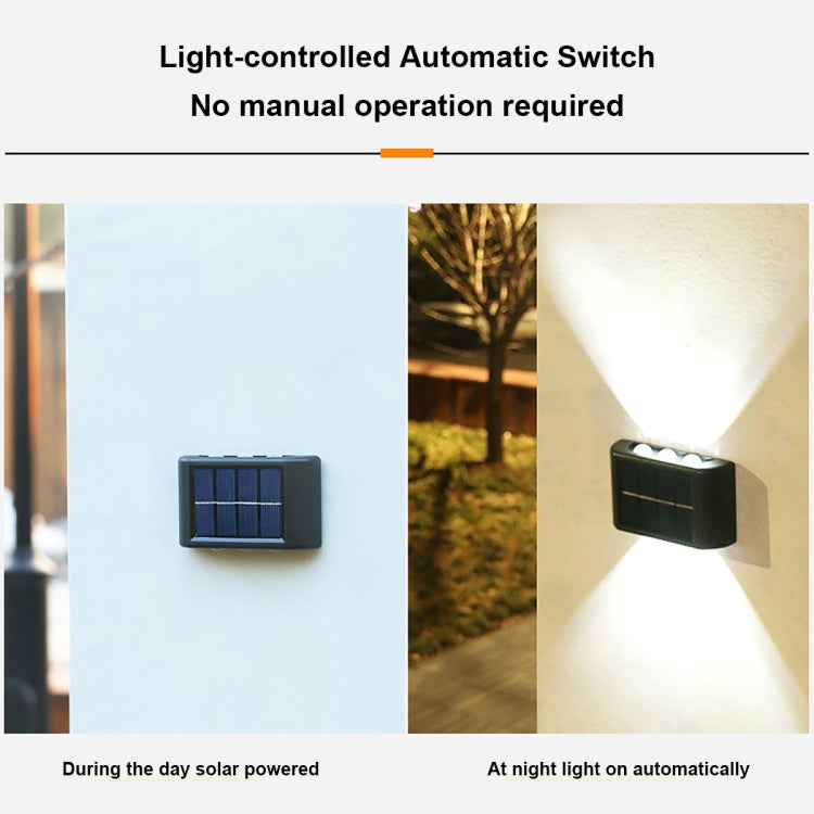 4LED NiMH Solar Wall Lamp Outdoor Waterproof Up And Down Double-headed Spotlights(Warm Light)