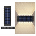 16LED Lithium Solar Wall Lamp Outdoor Waterproof Up And Down Double-headed Spotlights(Warm Light)