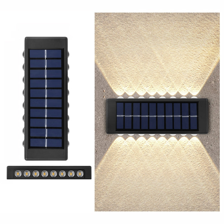 16LED Lithium Solar Wall Lamp Outdoor Waterproof Up And Down Double-headed Spotlights(Warm Light)