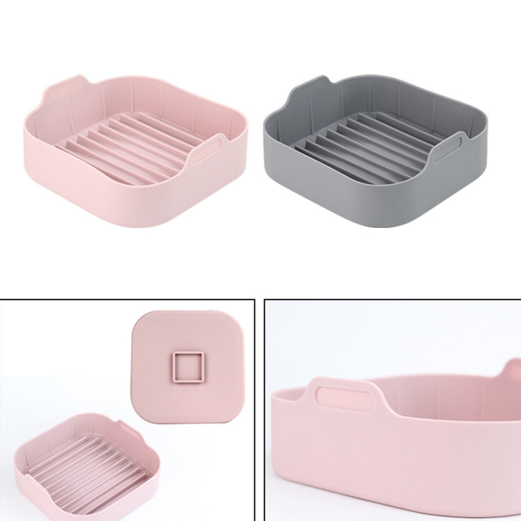 Air Fryer Silicone Grill Pan Accessories, Size: Square 20.5 cm(Gray)
