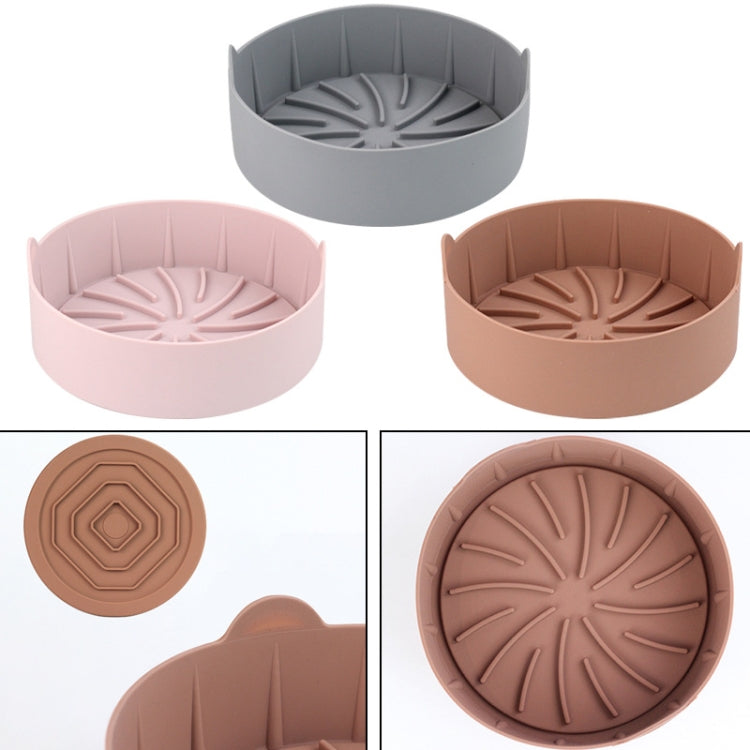 Air Fryer Silicone Grill Pan Accessories, Size: Round 16 cm(Pink)