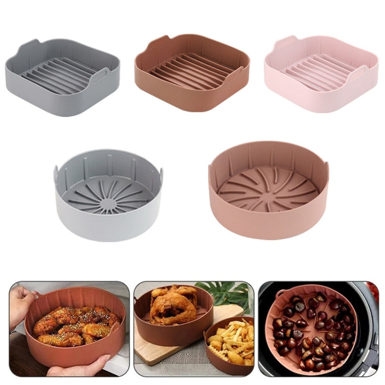 Air Fryer Silicone Grill Pan Accessories, Size: Round 16 cm(Pink)