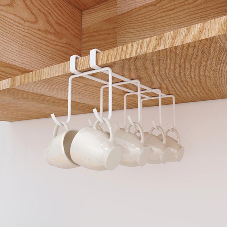 Hanging Nail-free Partition Cup Holder Creative Kitchen Supplies Storage Rack, Style:8 Hooks
