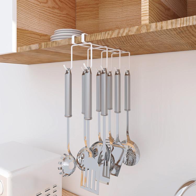Hanging Nail-free Partition Cup Holder Creative Kitchen Supplies Storage Rack, Style:8 Hooks