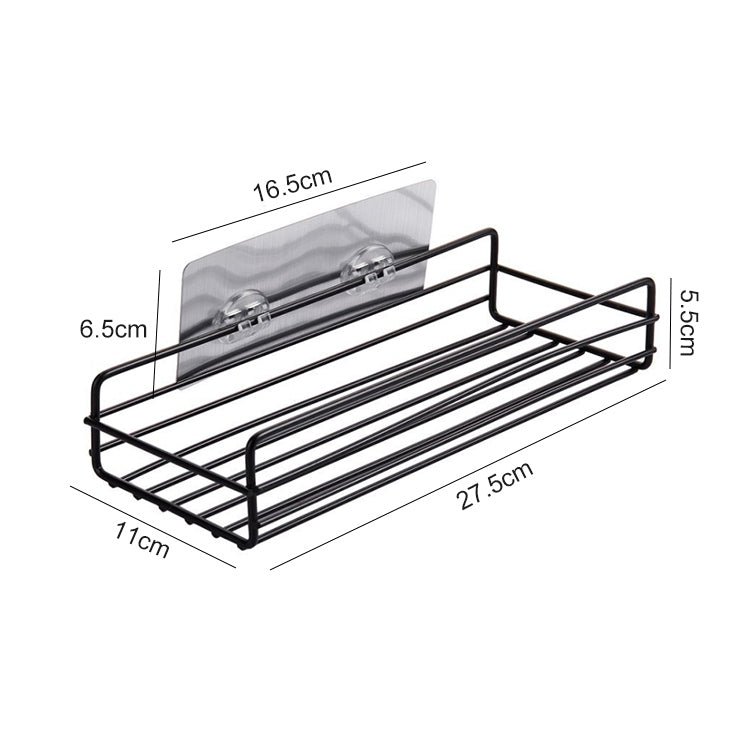 Wrought Iron Bathroom Shelf Wall Mounted Free Punch Toilet Rack(Black)
