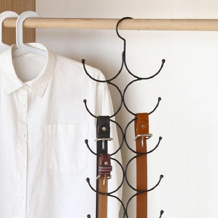 Multi-Circle Hook Hanging Hanging Scarf Belt Scarf Tie Hanger Rack, Size:50.5x20.5cm(Black)