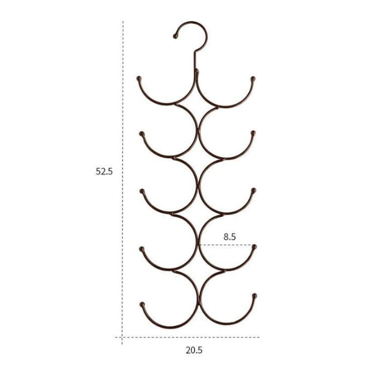Multi-Circle Hook Hanging Hanging Scarf Belt Scarf Tie Hanger Rack, Size:50.5x20.5cm(Bronze)