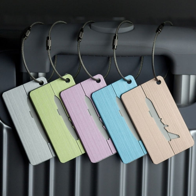 Brush Aluminum Luggage Tag Luggage Boarding Pass Check Tag(Blue)