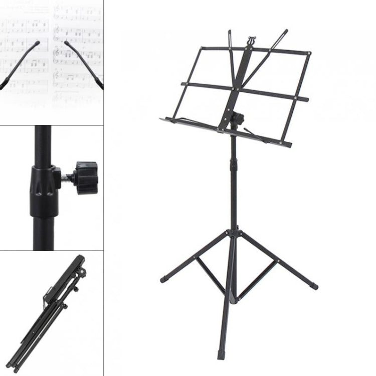 Portable Folding  Lifted and Thickened Piano Stand Guzheng Guitar Home Music Stand(Black)