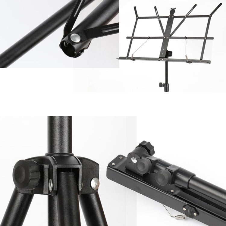 Portable Folding  Lifted and Thickened Piano Stand Guzheng Guitar Home Music Stand(Black)