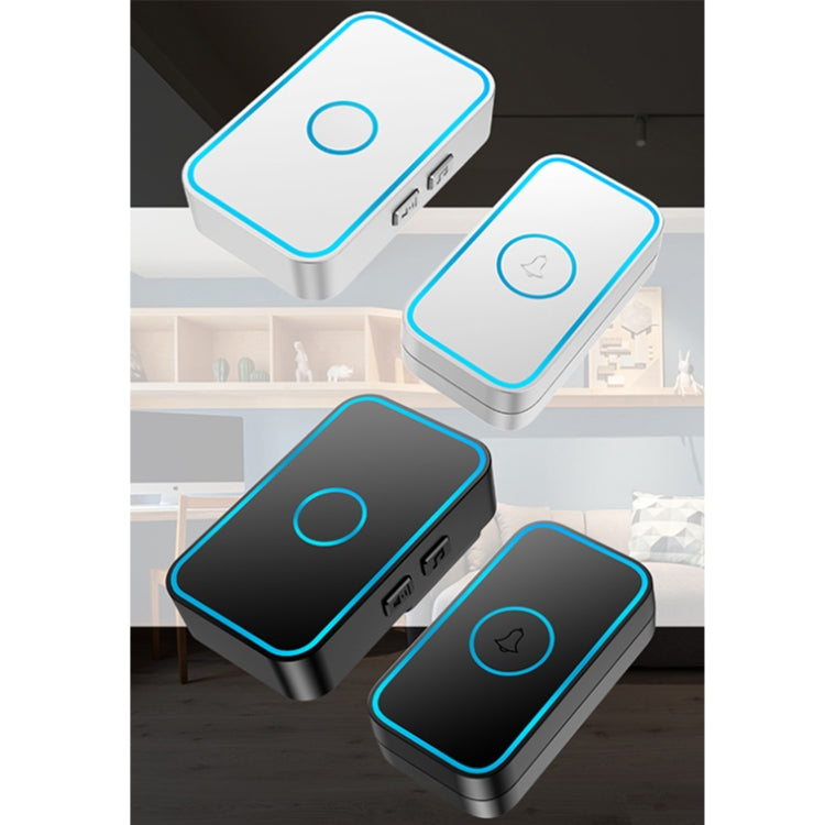 CACAZI A78 Long-Distance Wireless Doorbell Intelligent Remote Control Electronic Doorbell, Style:US Plug(Elegant Black)