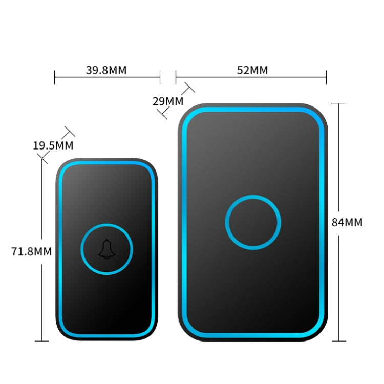 CACAZI A78 Long-Distance Wireless Doorbell Intelligent Remote Control Electronic Doorbell, Style:US Plug(Elegant Black)