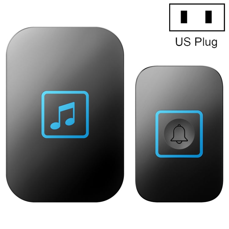 CACAZI A86 Electronic Music Remote Control Doorbell One For One AC Wireless Doorbell, Style:US Plug(Black)