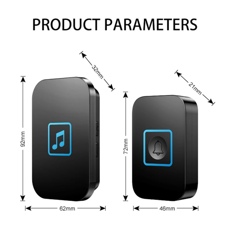 CACAZI A86 Electronic Music Remote Control Doorbell One For One AC Wireless Doorbell, Style:US Plug(White)