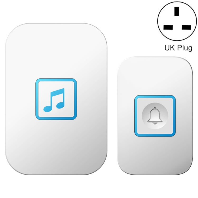 CACAZI A86 Electronic Music Remote Control Doorbell One For One AC Wireless Doorbell, Style:UK Plug(White)