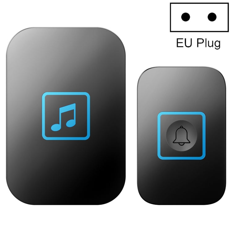 CACAZI A86 Electronic Music Remote Control Doorbell One For One AC Wireless Doorbell, Style:EU Plug(Black)