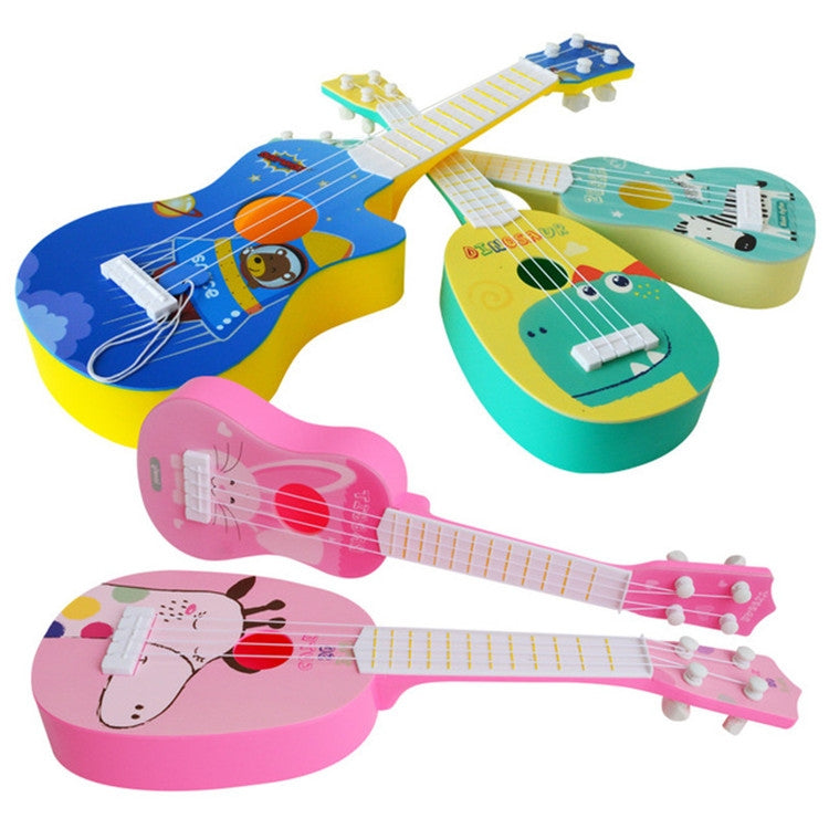 Pink Giraffe Small Simulation Musical Instrument Mini Four Strings Playable Ukulele Early Childhood Education Music Toy