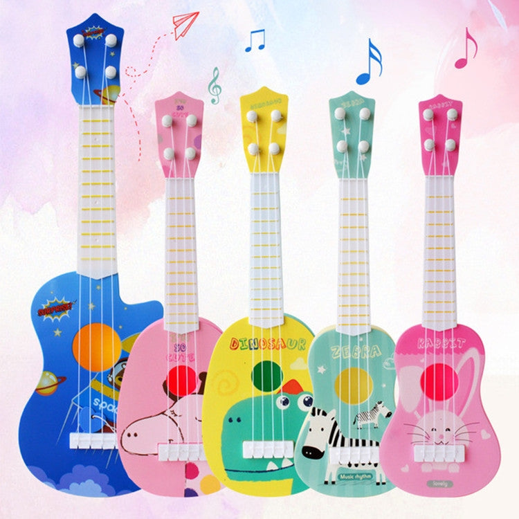 Pink Giraffe Small Simulation Musical Instrument Mini Four Strings Playable Ukulele Early Childhood Education Music Toy