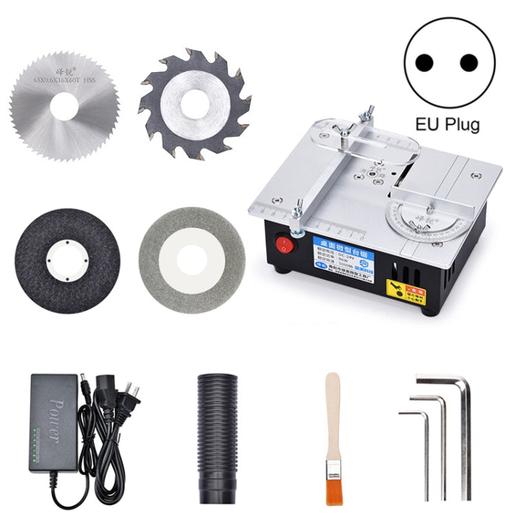 S3  96W Liftable Table Mini Table Saw Aluminum Cutting Machine,Spec: Black High Match(EU Plug)