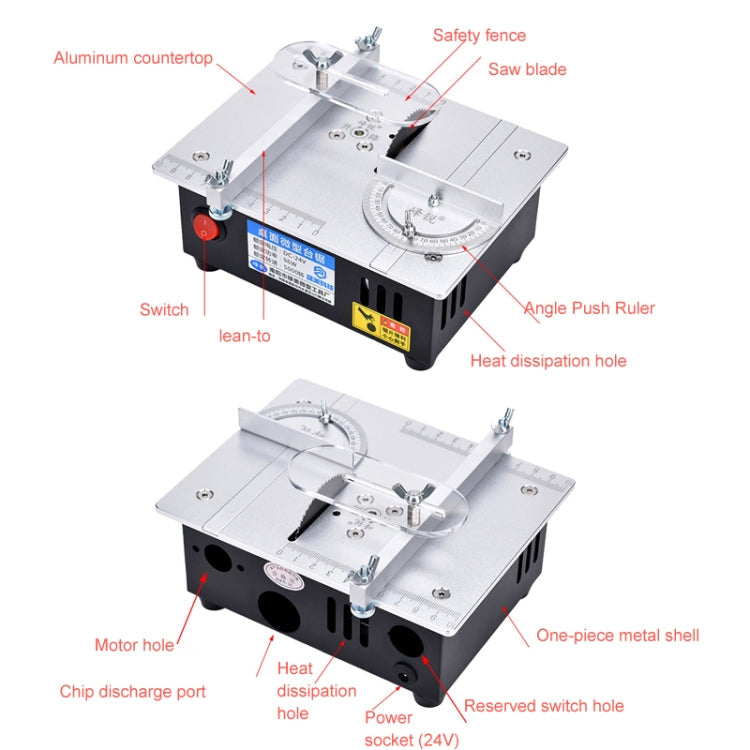 S3  96W Liftable Table Mini Table Saw Aluminum Cutting Machine,Spec: Black High Match(EU Plug)