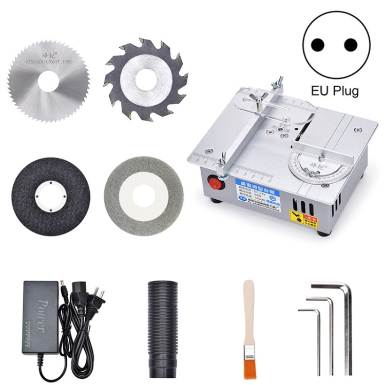 S3  96W Liftable Table Mini Table Saw Aluminum Cutting Machine,Spec: Silver High Match(EU Plug)