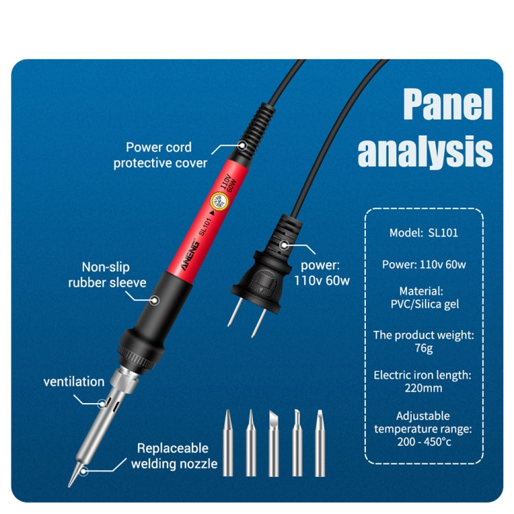 ANENG 60W Adjustable Temperature Electric Soldering Iron Welding Tool, EU Plug(SL101)